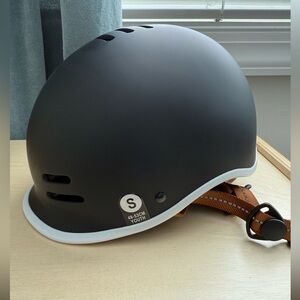 Matte Black Youth Helmet with White Trim